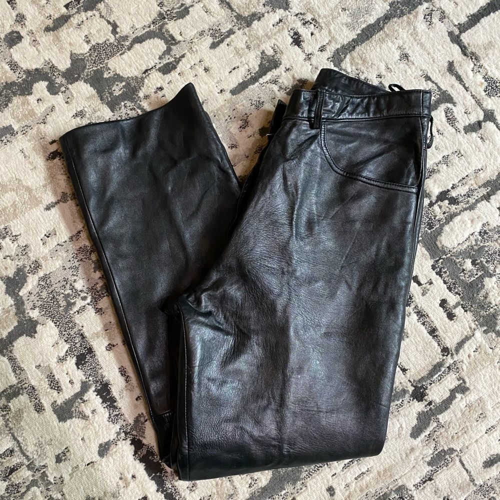 Adler Collection Leather Pants Black 100% Genuine Leather Womens 14